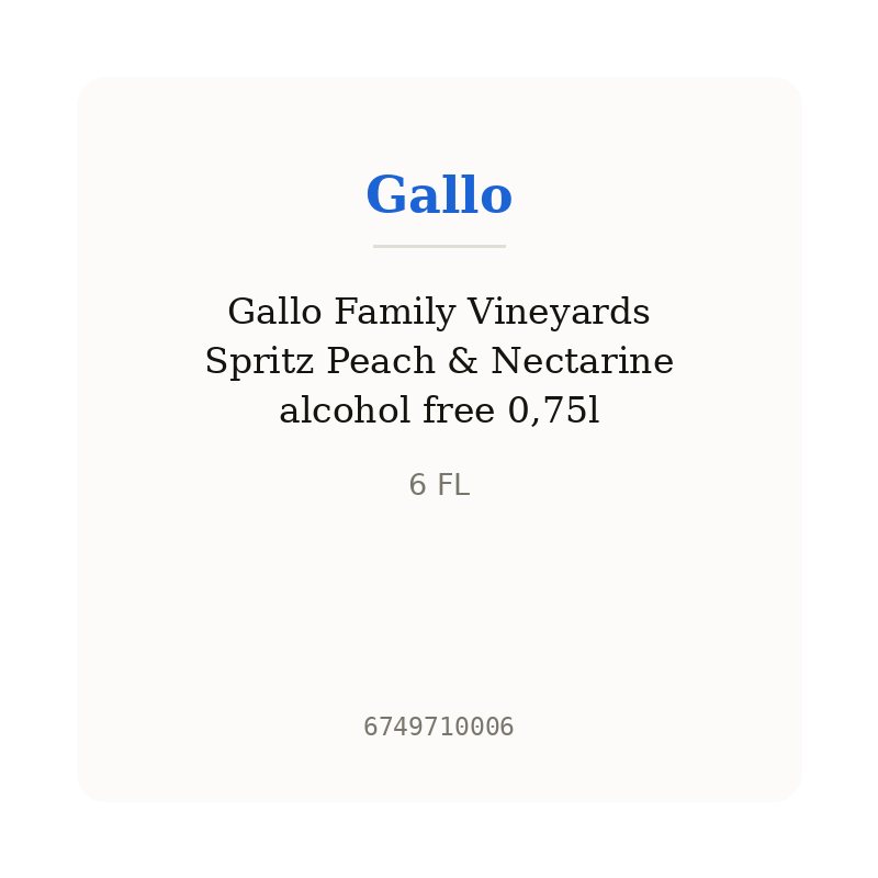 Gallo Family Vineyards Spritz Peach & Nectarine alcohol free 0,75l