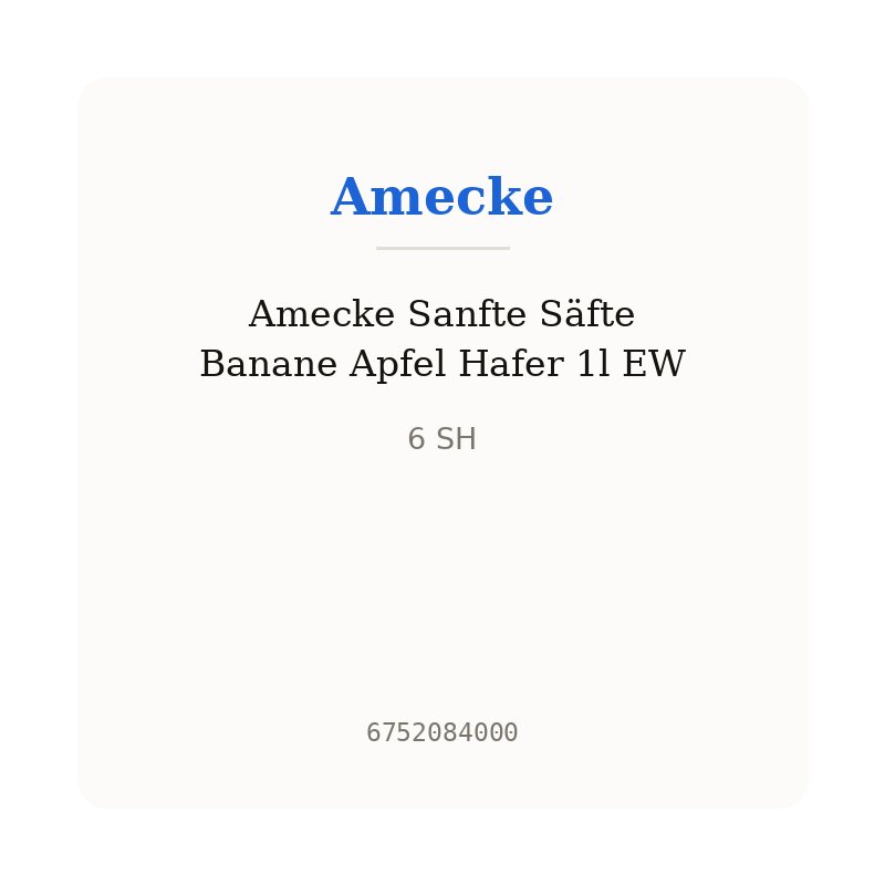 Amecke Sanfte Säfte Banane Apfel Hafer 1l EW