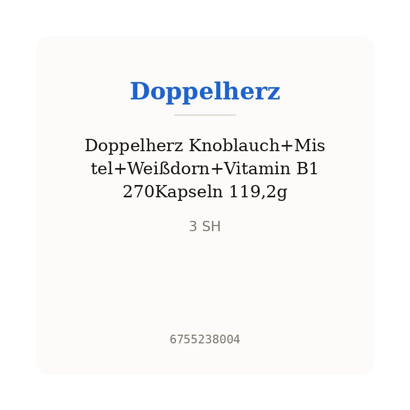 Doppelherz Knoblauch+Mistel+Weißdorn+Vitamin B1 270Kapseln 119,2g