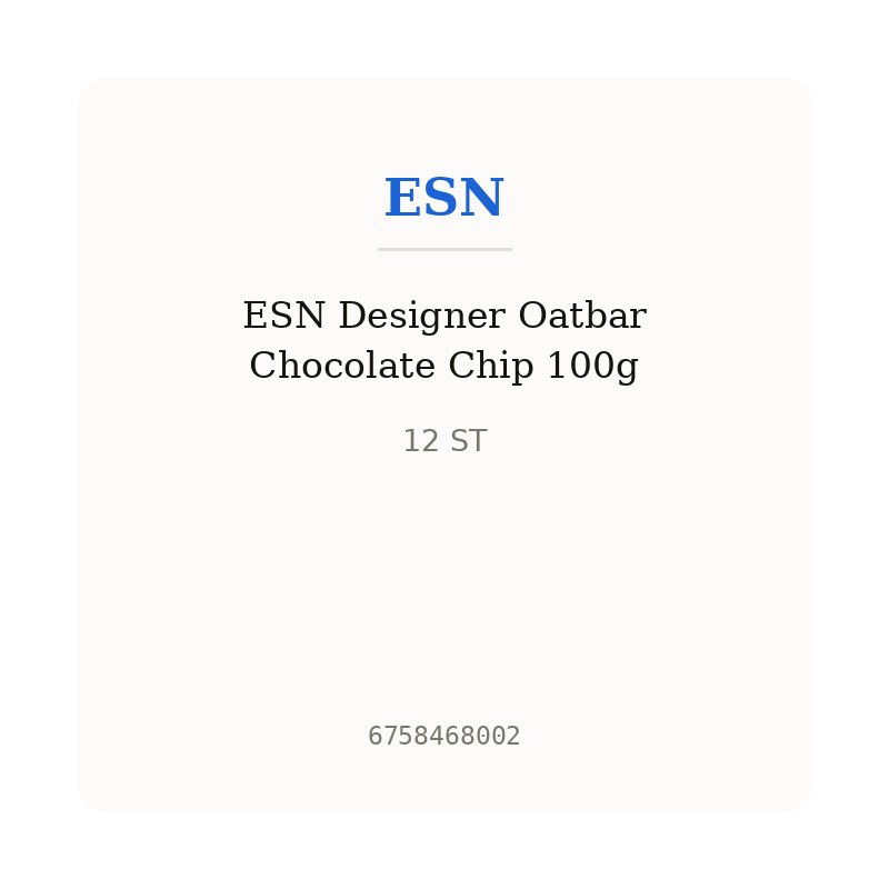 ESN Designer Oatbar Chocolate Chip 100g