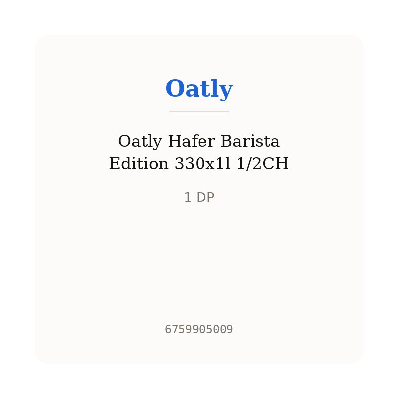 Oatly Hafer Barista Edition 330x1l 1/2CH
