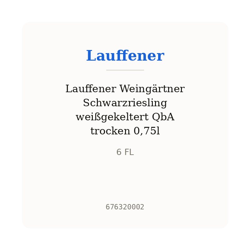 Lauffener Weingärtner Schwarzriesling weißgekeltert QbA trocken 0,75l