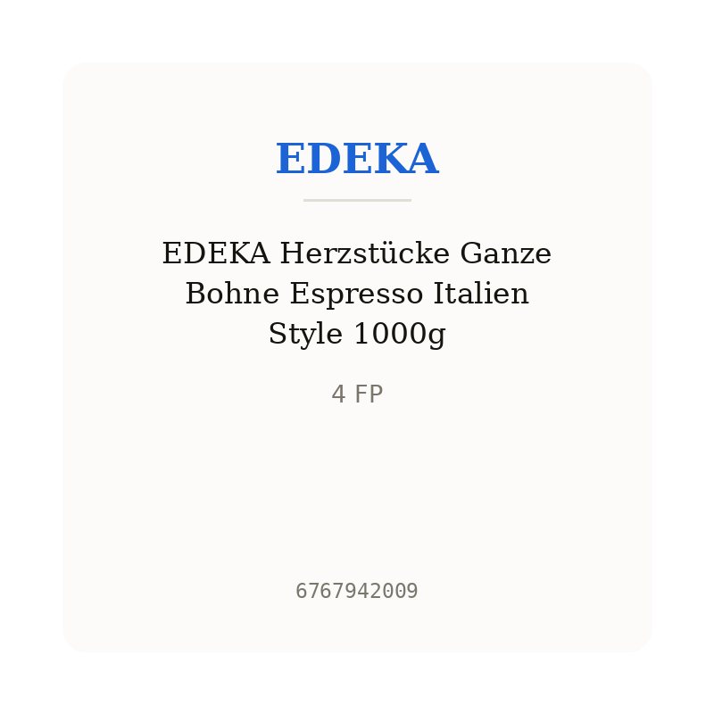 EDEKA Herzstücke Ganze Bohne Espresso Italien Style 1000g