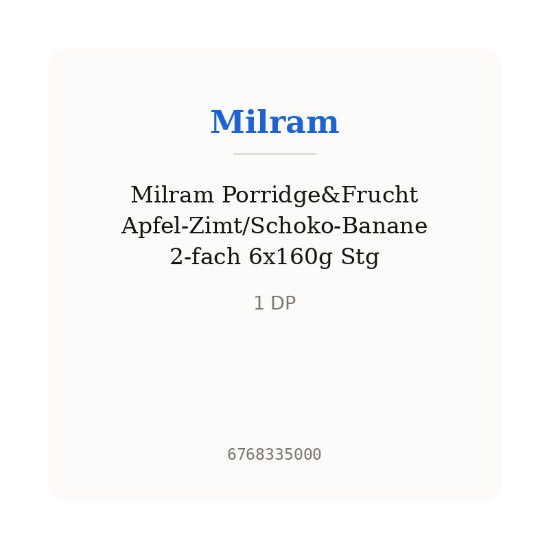 Milram Porridge&Frucht Apfel-Zimt/Schoko-Banane 2-fach 6x160g Stg
