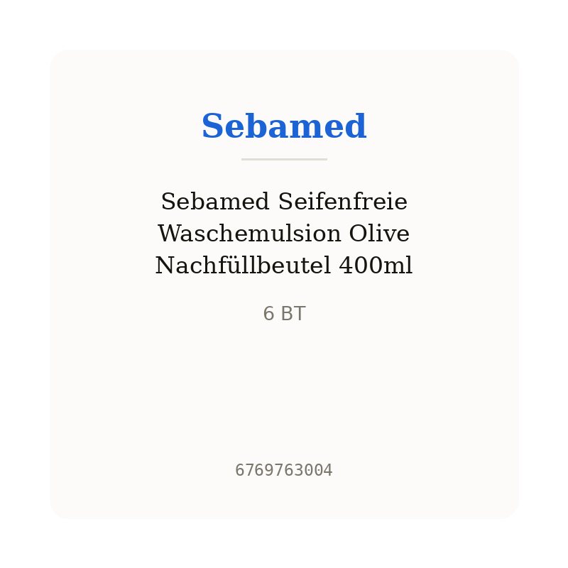 Sebamed Seifenfreie Waschemulsion Olive Nachfüllbeutel 400ml