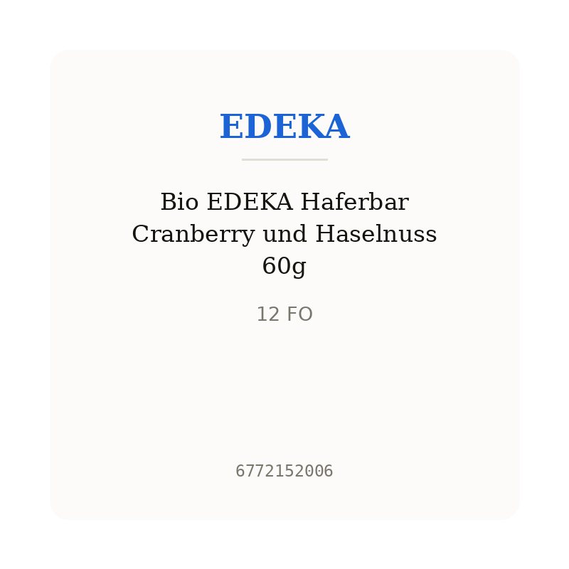 Bio EDEKA Haferbar Cranberry und Haselnuss 60g