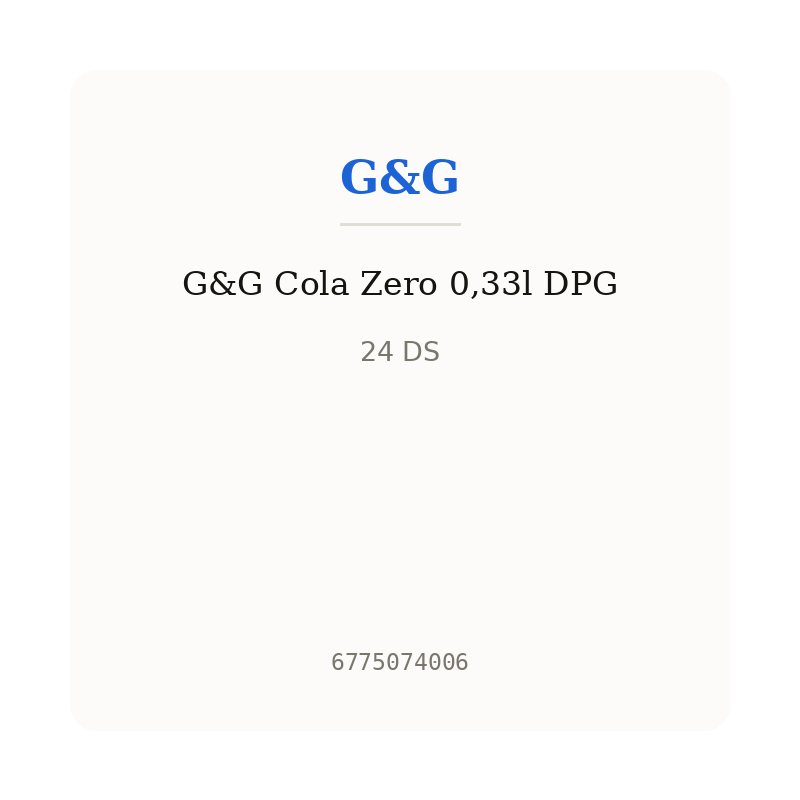 G&G Cola Zero 0,33l DPG