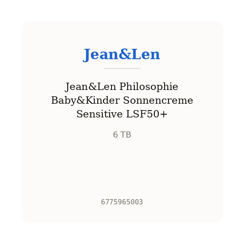 Jean&Len Philosophie Baby&Kinder Sonnencreme Sensitive LSF50+