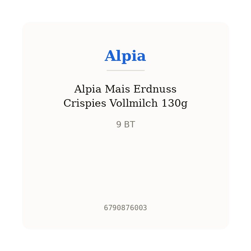 Alpia Mais Erdnuss Crispies Vollmilch 130g