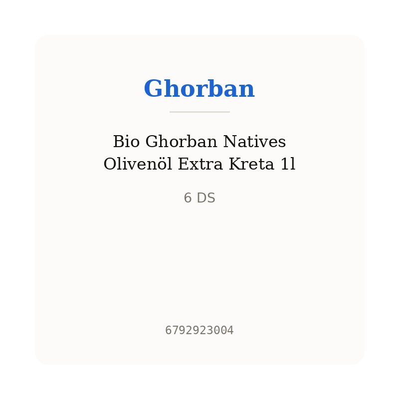 Bio Ghorban Natives Olivenöl Extra Kreta 1l