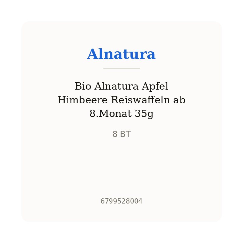 Bio Alnatura Apfel Himbeere Reiswaffeln ab 8.Monat 35g