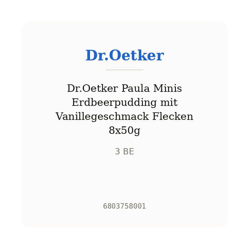 Dr.Oetker Paula Minis Erdbeerpudding mit Vanillegeschmack Flecken 8x50g