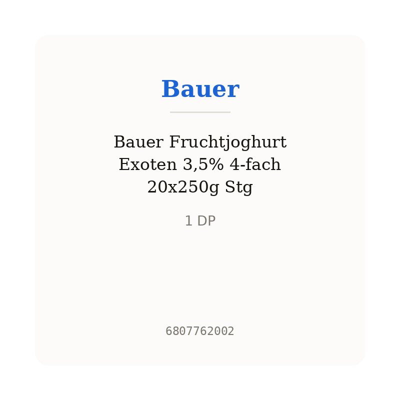 Bauer Fruchtjoghurt Exoten 3,5% 4-fach 20x250g Stg