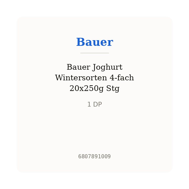 Bauer Joghurt Wintersorten 4-fach 20x250g Stg