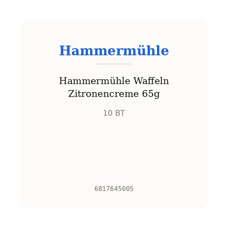 Hammermühle Waffeln Zitronencreme 65g