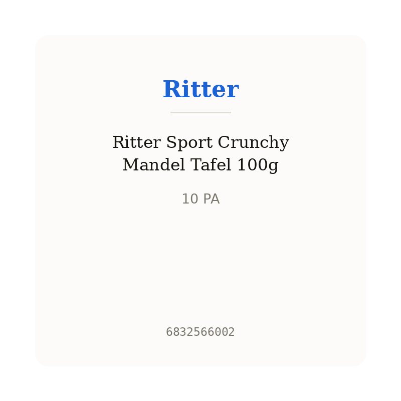 Ritter Sport Crunchy Mandel Tafel 100g