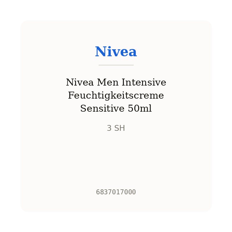 Nivea Men Intensive Feuchtigkeitscreme Sensitive 50ml