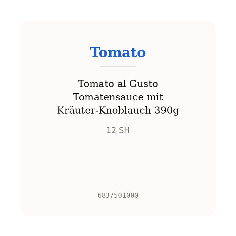 Tomato al Gusto Tomatensauce mit Kräuter-Knoblauch 390g