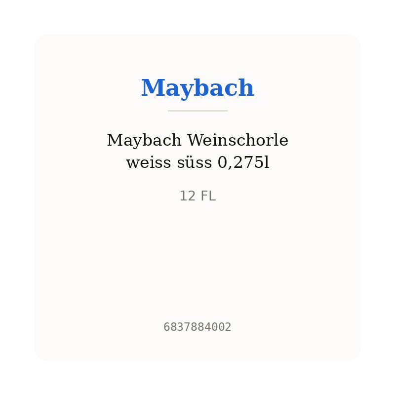 Maybach Weinschorle weiss süss 0,275l