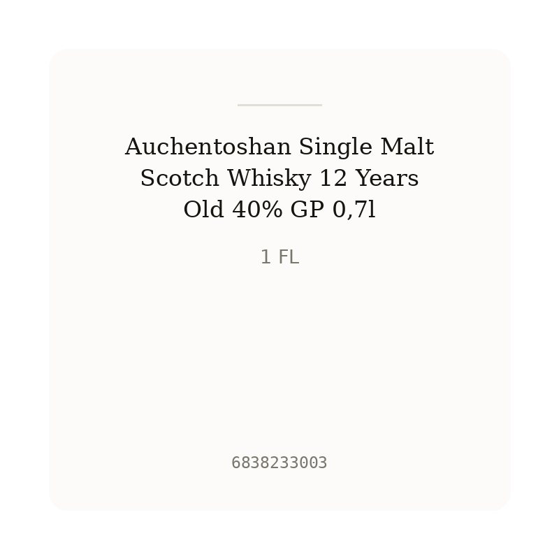 Auchentoshan Single Malt Scotch Whisky 12 Years Old 40% GP 0,7l