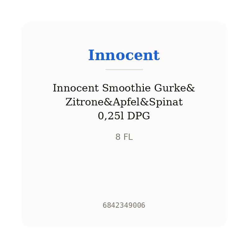 Innocent Smoothie Gurke&Zitrone&Apfel&Spinat 0,25l DPG