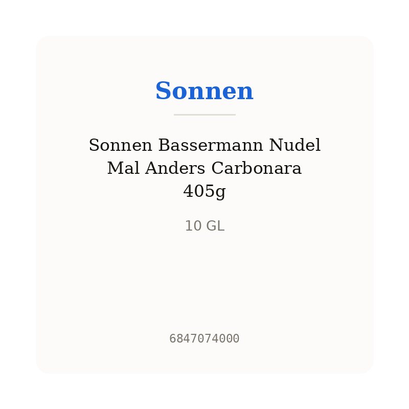 Sonnen Bassermann Nudel Mal Anders Carbonara 405g