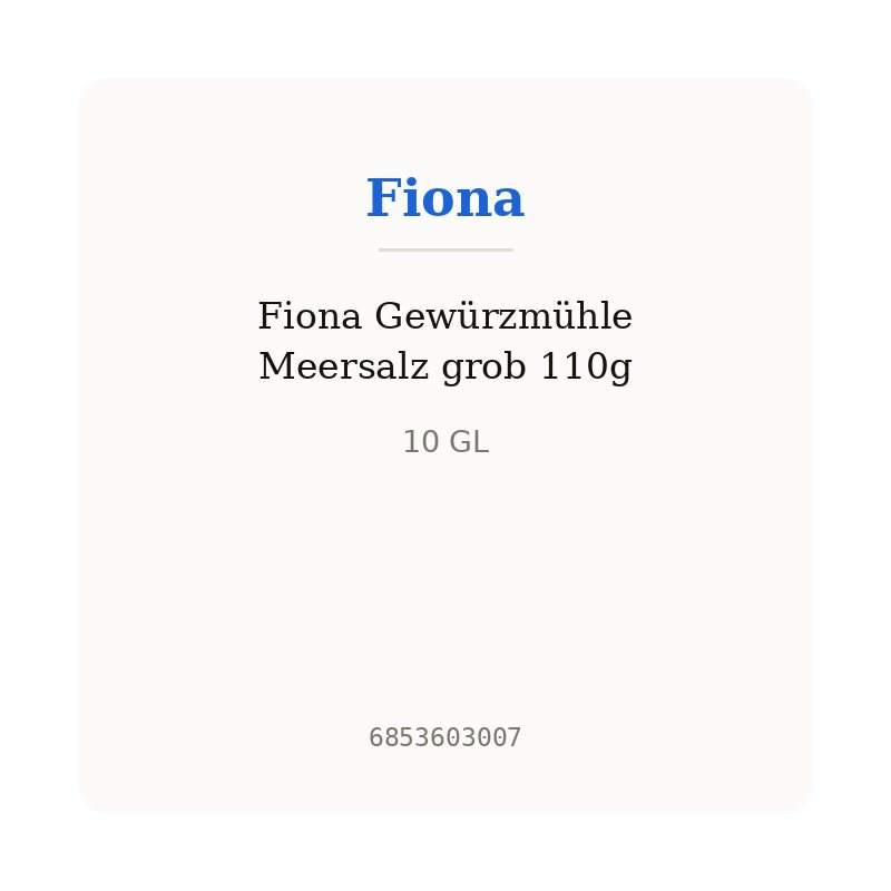 Fiona Gewürzmühle Meersalz grob 110g
