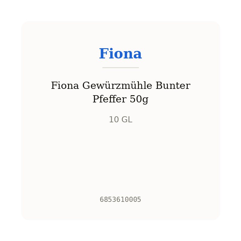 Fiona Gewürzmühle Bunter Pfeffer 50g