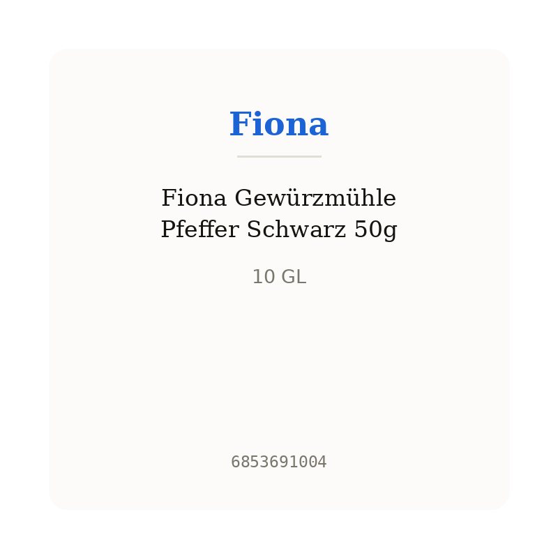 Fiona Gewürzmühle Pfeffer Schwarz 50g