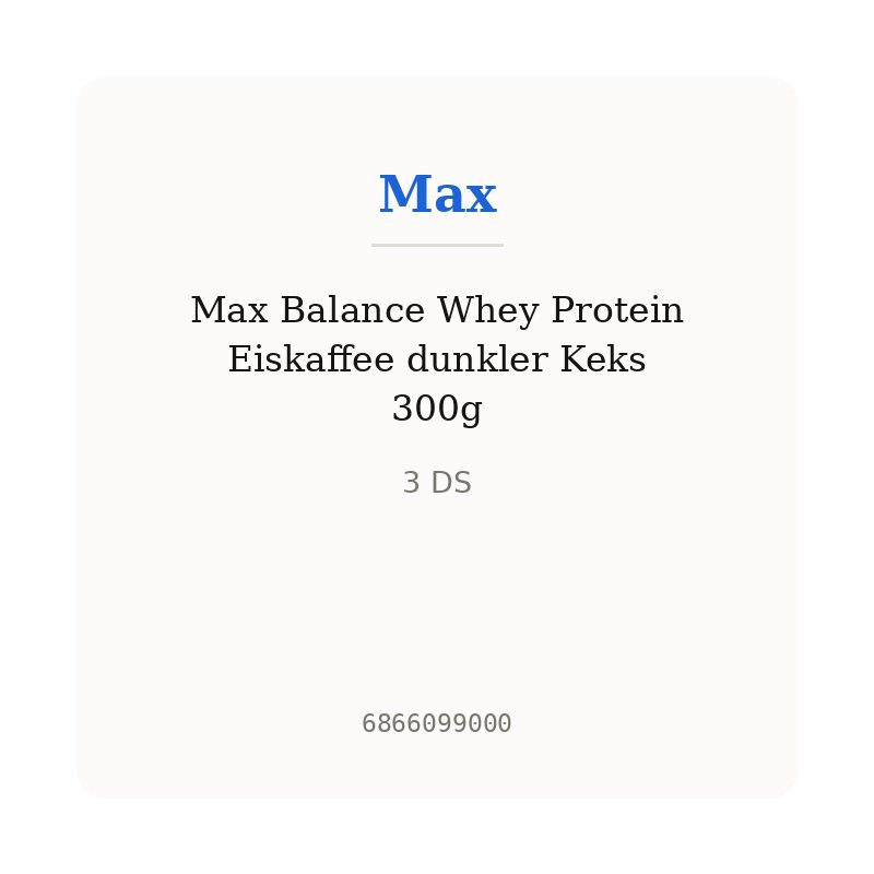 Max Balance Whey Protein Eiskaffee dunkler Keks 300g