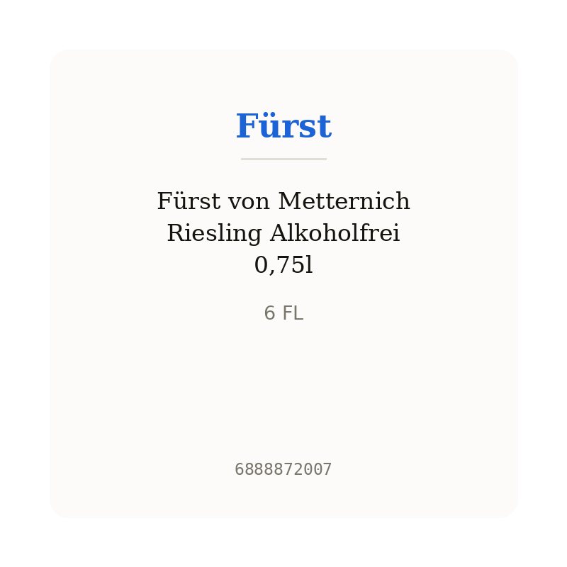 Fürst von Metternich Riesling Alkoholfrei 0,75l