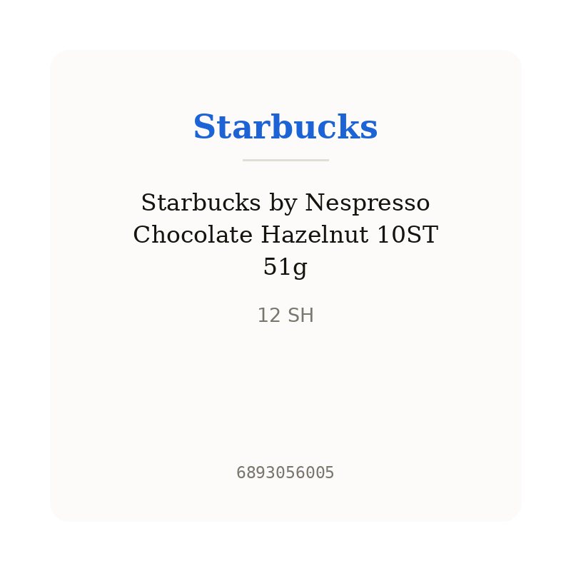Starbucks by Nespresso Chocolate Hazelnut 10ST 51g