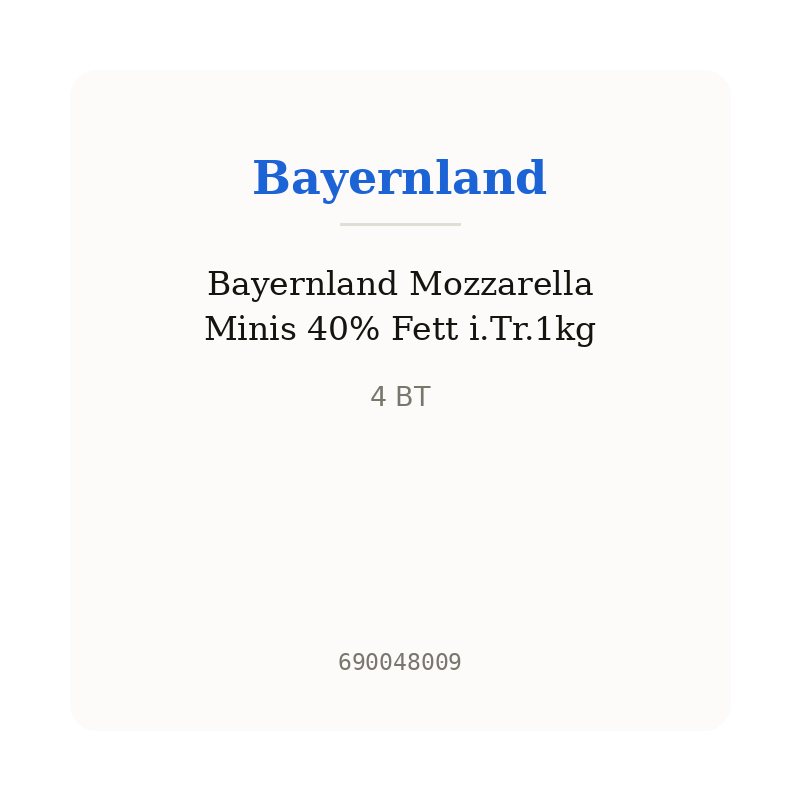 Bayernland Mozzarella Minis 40% Fett i.Tr.1kg