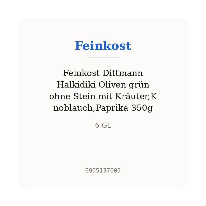 Feinkost Dittmann Halkidiki Oliven grün ohne Stein mit Kräuter,Knoblauch,Paprika 350g