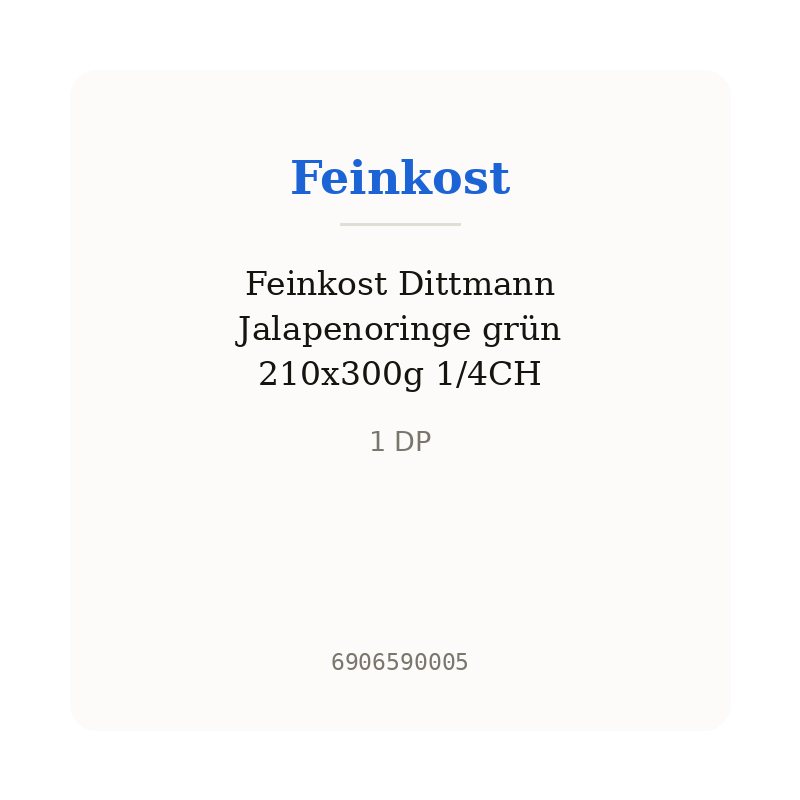 Feinkost Dittmann Jalapenoringe grün 210x300g 1/4CH