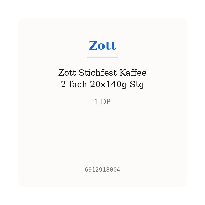 Zott Stichfest Kaffee 2-fach 20x140g Stg