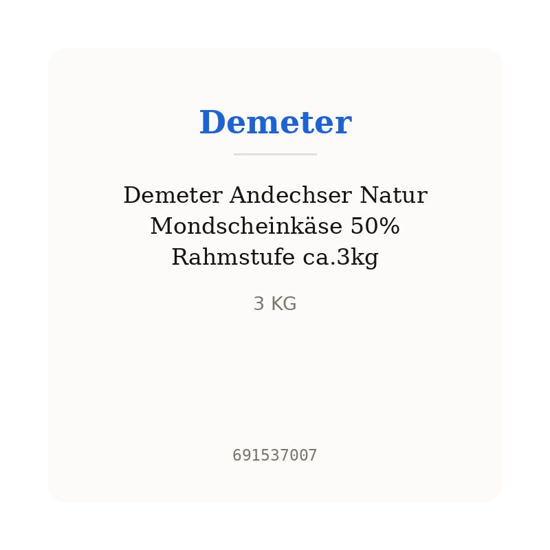 Demeter Andechser Natur Mondscheinkäse 50% Rahmstufe ca.3kg