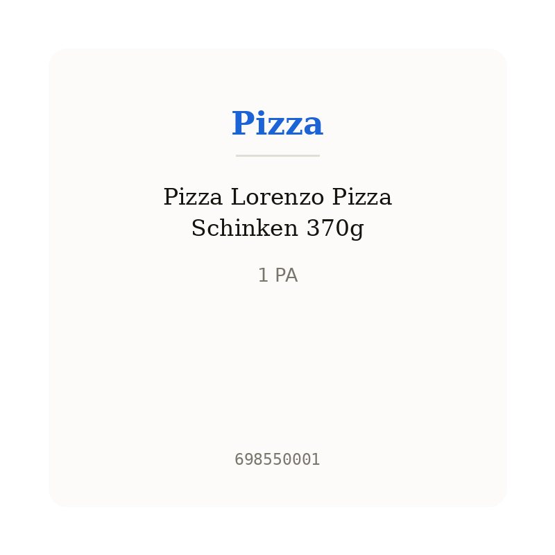 Pizza Lorenzo Pizza Schinken 370g
