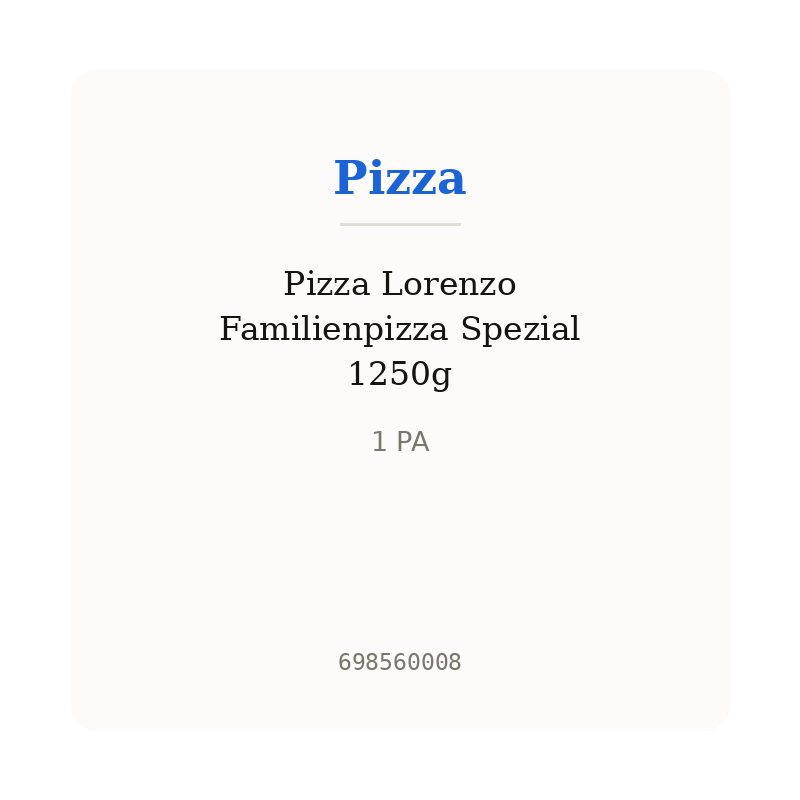 Pizza Lorenzo Familienpizza Spezial 1250g