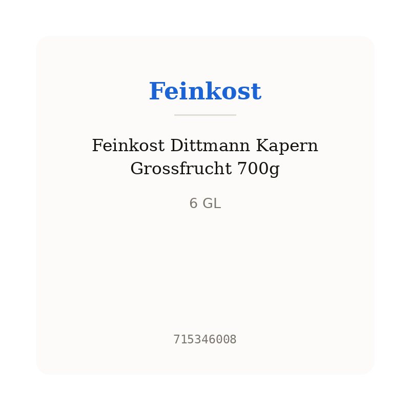 Feinkost Dittmann Kapern Grossfrucht 700g
