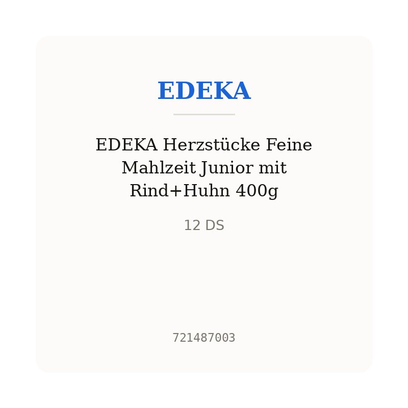 EDEKA Herzstücke Feine Mahlzeit Junior mit Rind+Huhn 400g