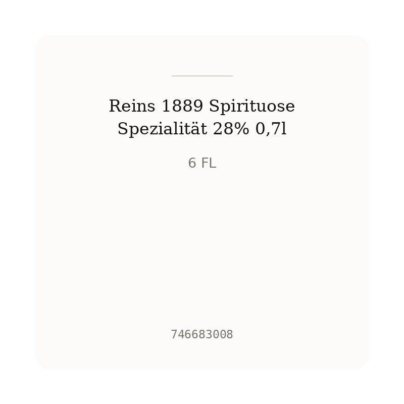 Reins 1889 Spirituose Spezialität 28% 0,7l