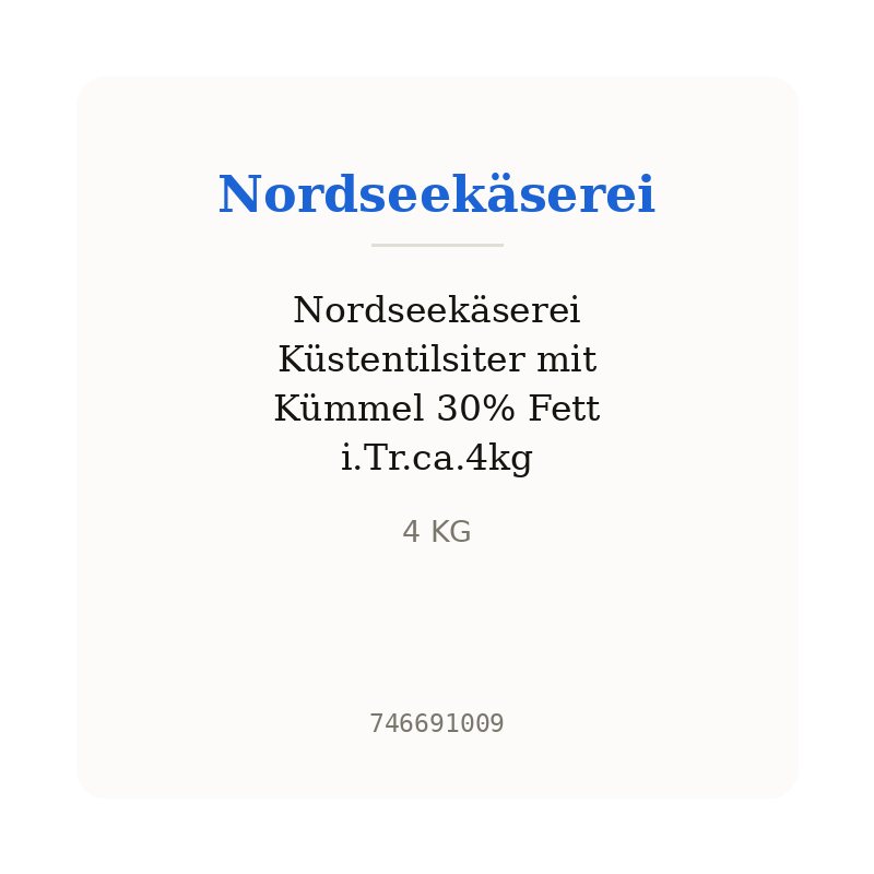 Nordseekäserei Küstentilsiter mit Kümmel 30% Fett i.Tr.ca.4kg