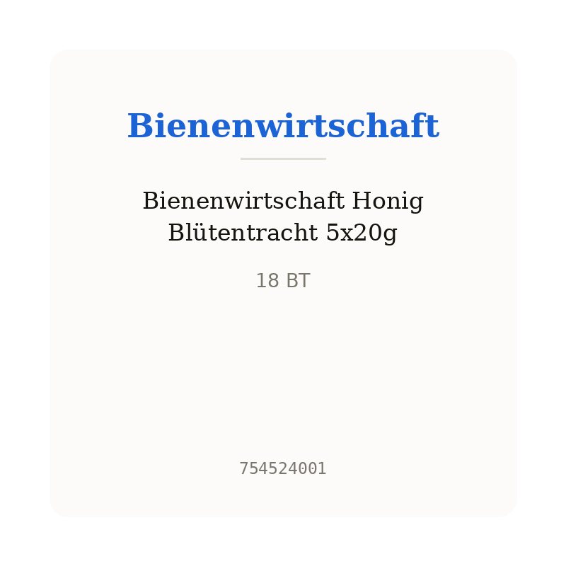 Bienenwirtschaft Honig Blütentracht 5x20g