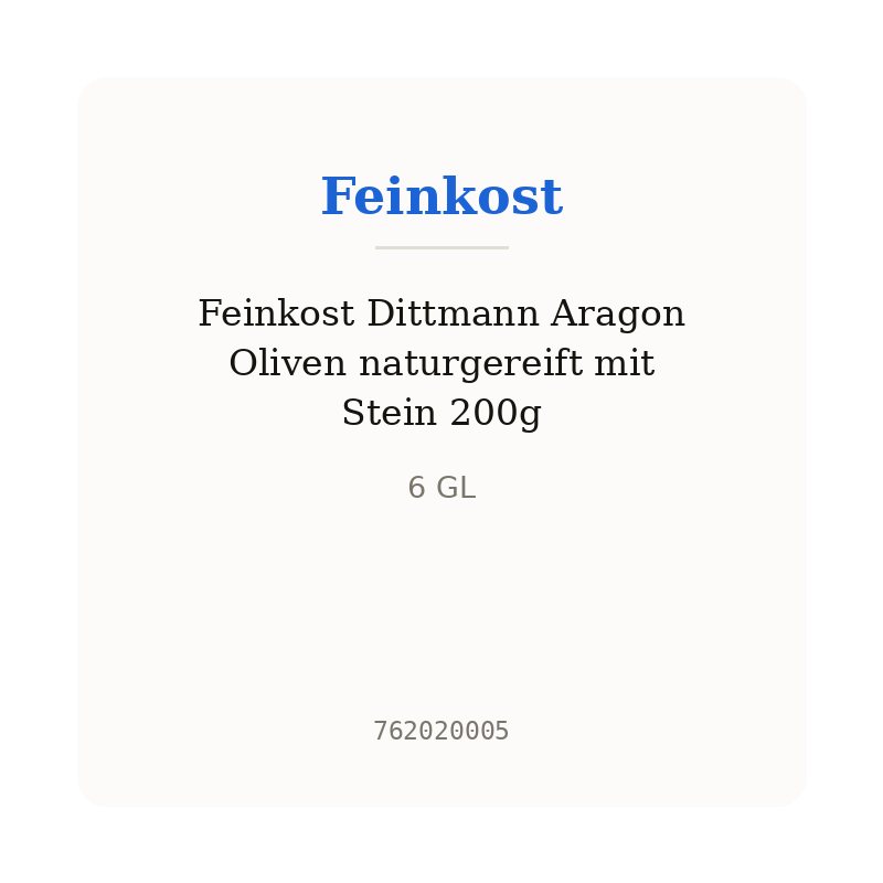 Feinkost Dittmann Aragon Oliven naturgereift mit Stein 200g