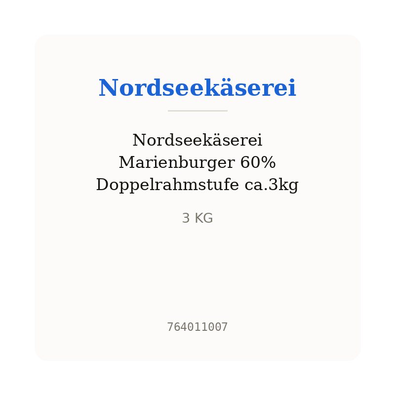 Nordseekäserei Marienburger 60% Doppelrahmstufe ca.3kg