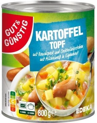 GUT&GÜNSTIG Kartoffel Topf mit Cocktailwürstchen und Rauchspeck 800g