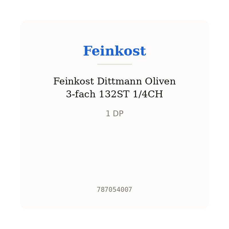 Feinkost Dittmann Oliven 3-fach 132ST 1/4CH