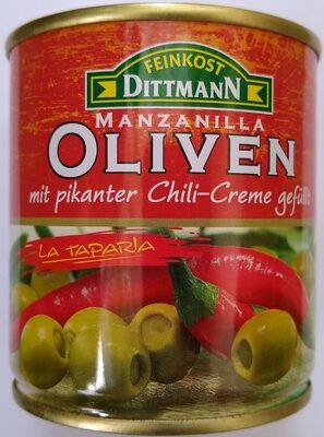 Feinkost Dittmann Oliven gefüllt mit Chilicreme 200g