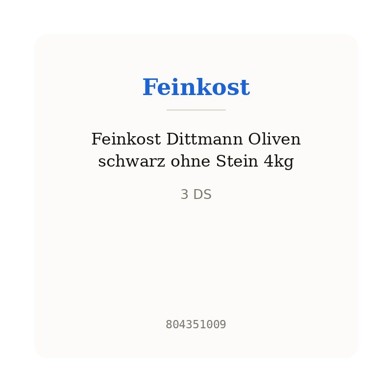 Feinkost Dittmann Oliven schwarz ohne Stein 4kg